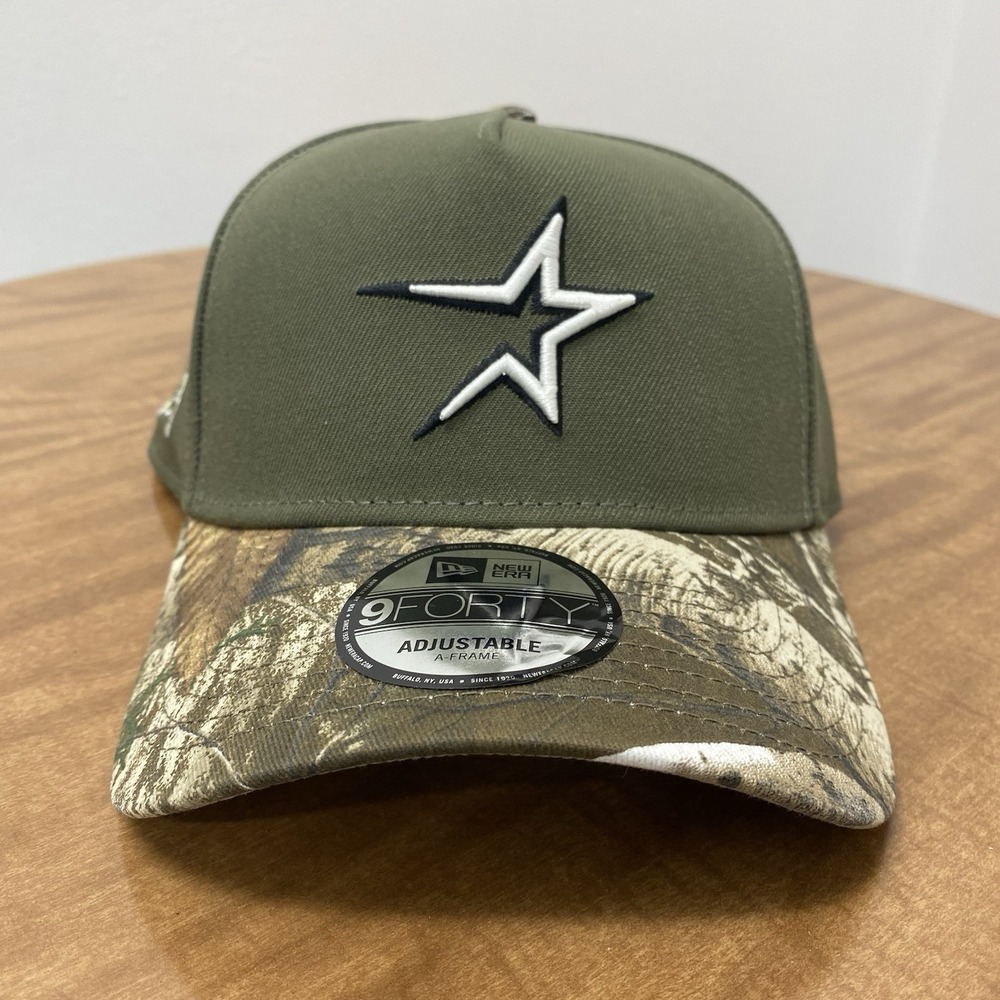 New Era Houston Astros Real‎ Tree Olive 9FORTY A-Frame Snapback Hat